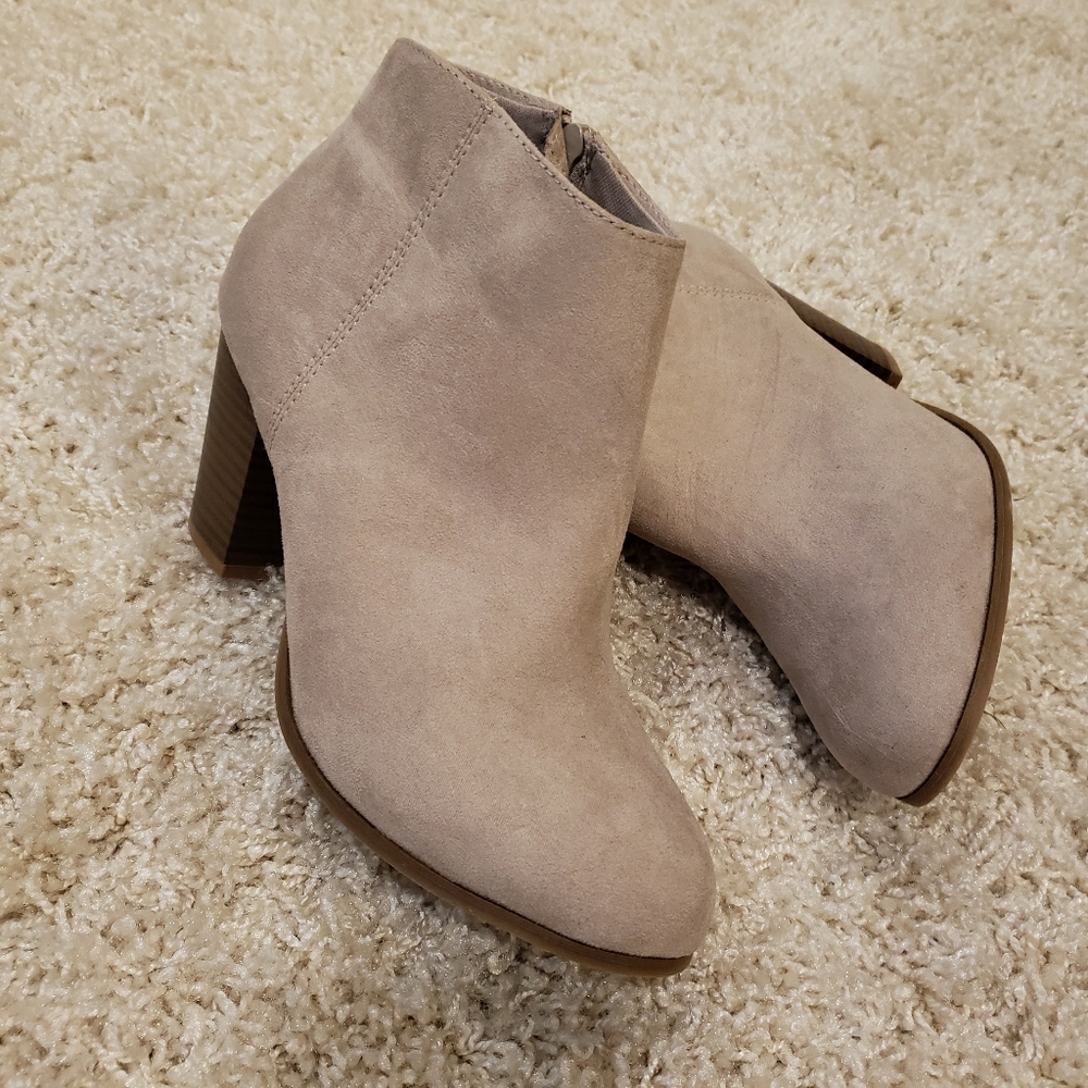 Beige Suede Fall Booties